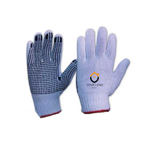 Custom  Polka Dotted Cotton Gloves with Logo Print